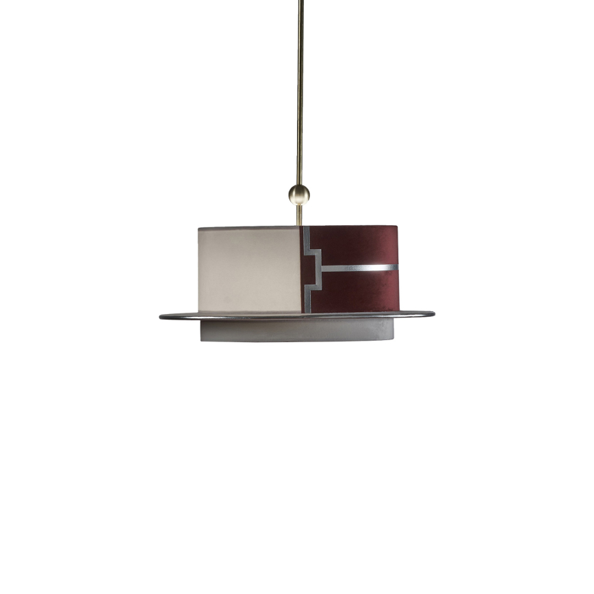 la-paglietta-suspension-lamp-velvet-beige-red-laminated-silver