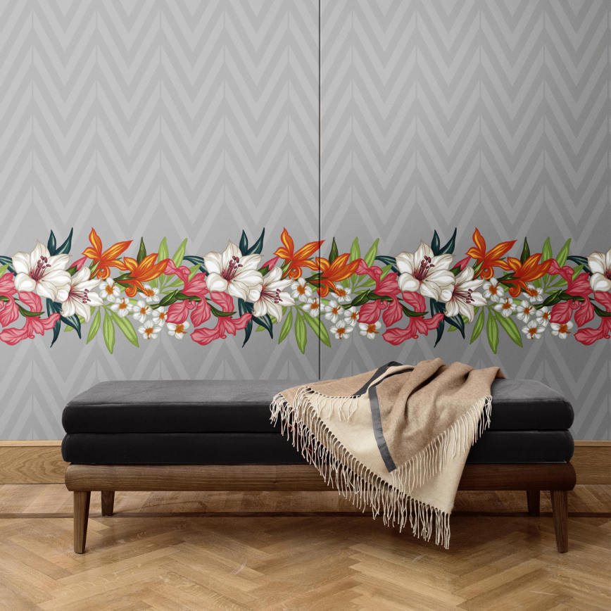 Flowers and Chevron Panel